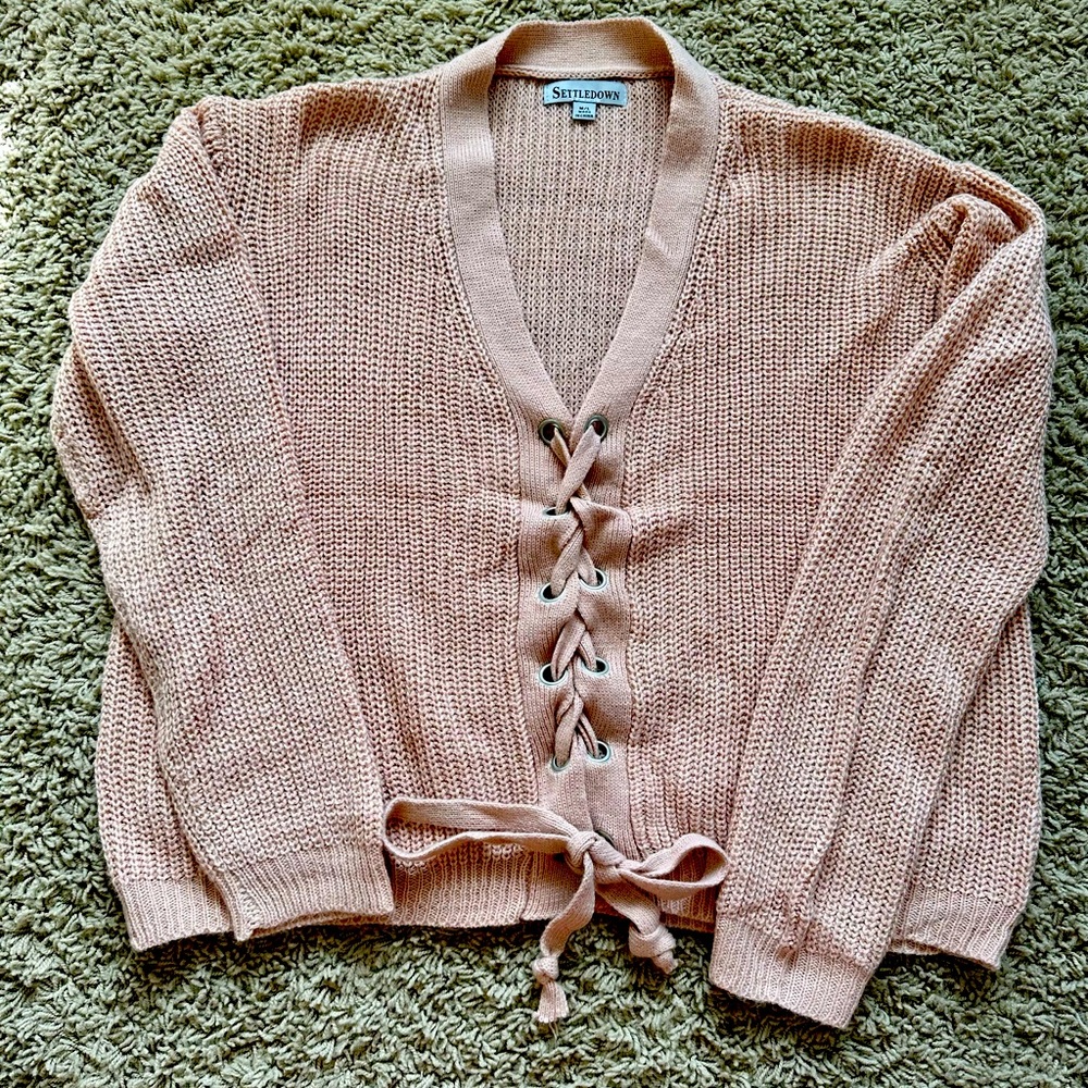 Lace up sweater